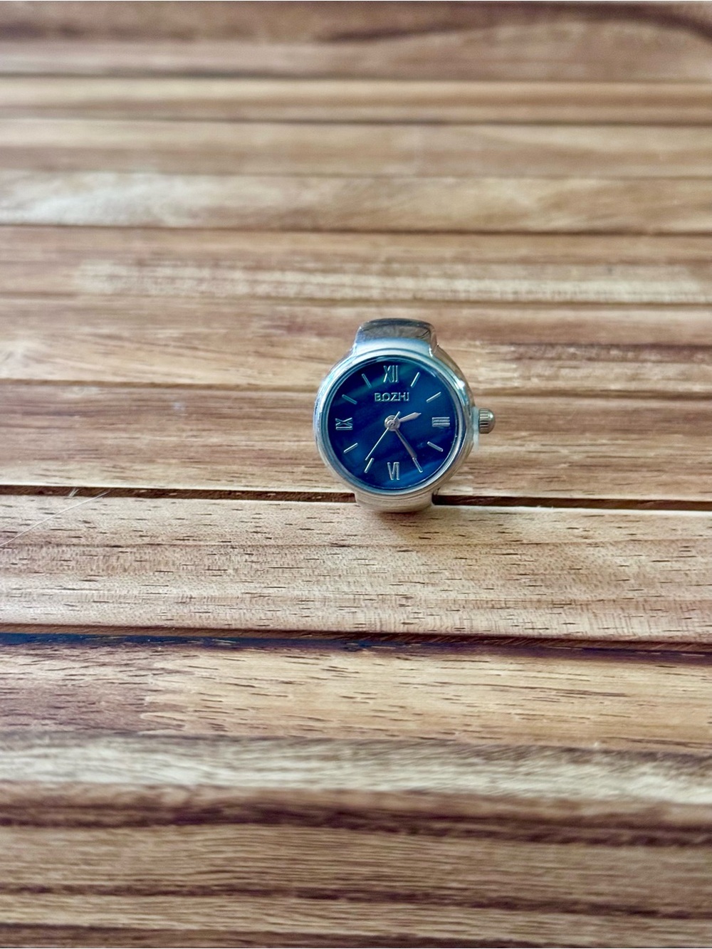 Blue Dial Silver Ring Watch - BOZHI